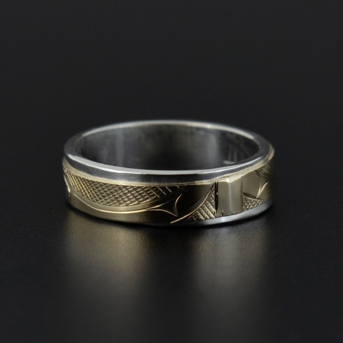 Hummingbirds - Silver Ring with 14k Gold