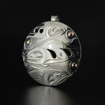 Salmon - Silver Pendant with 14k Gold