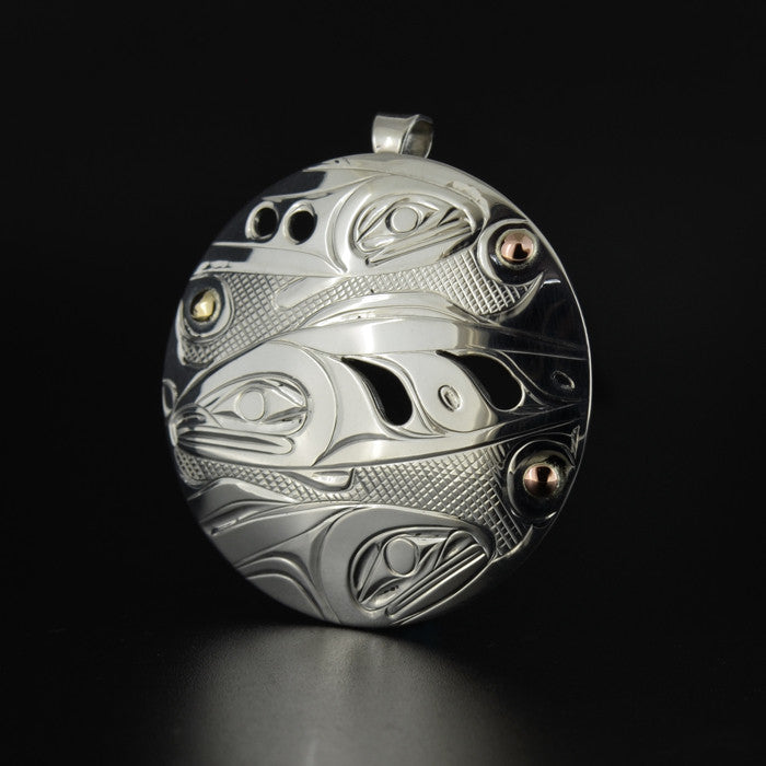 Salmon - Silver Pendant with 14k Gold
