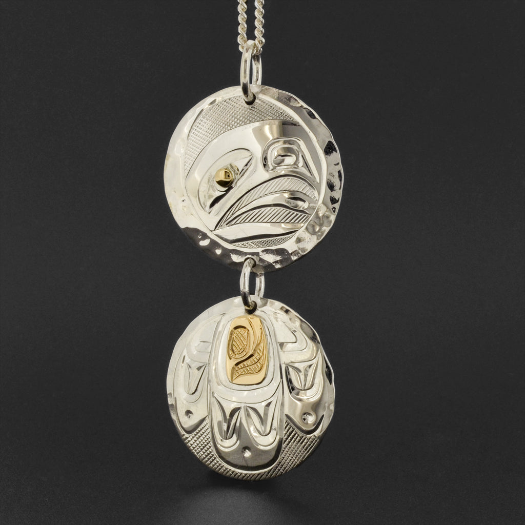 Eagle - Silver Pendant with 14k Gold