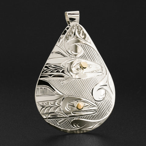 Sturgeon - Silver Pendant with14k Gold