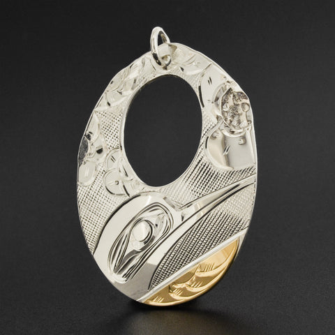 Hummingbird - Silver Pendant with 14k Gold