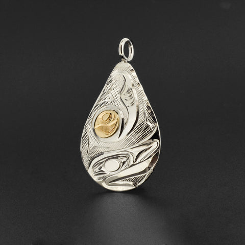 Salmon - Silver Pendant with 14k Gold