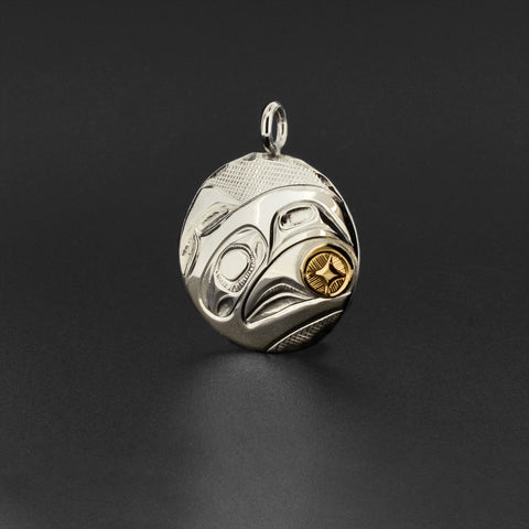 Raven and Light - Silver Pendant with 14k Gold