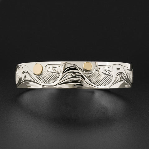 Killerwhales - Silver Bracelet with 14k Gold