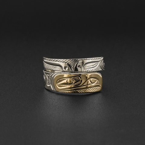 Raven - Silver Wrap Ring with 14k Gold