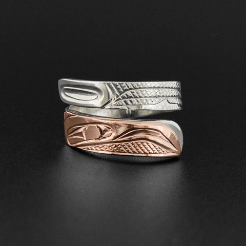 Raven - Silver Wrap Ring with 14k Rose Gold