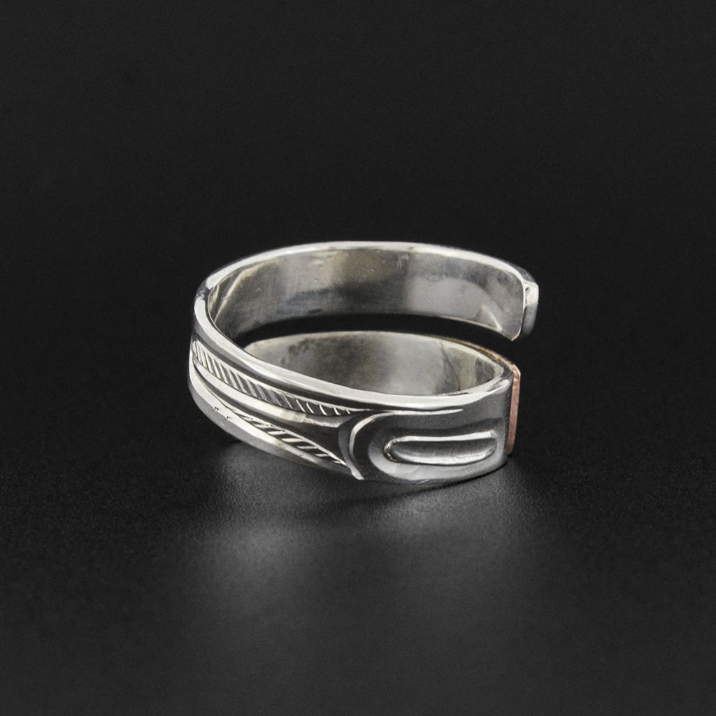 Raven - Silver Wrap Ring with 14k Rose Gold