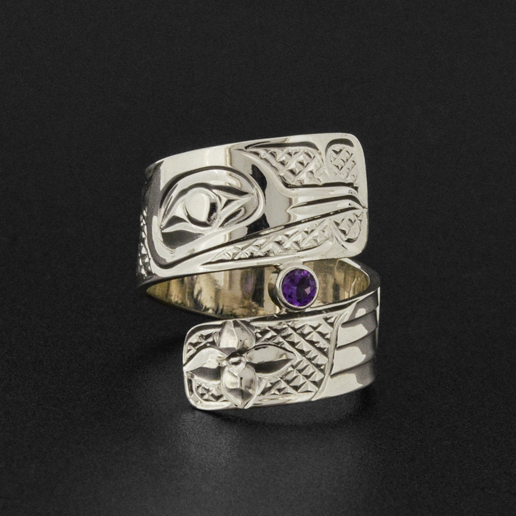 Hummingbird - Silver Ring with Amethyst