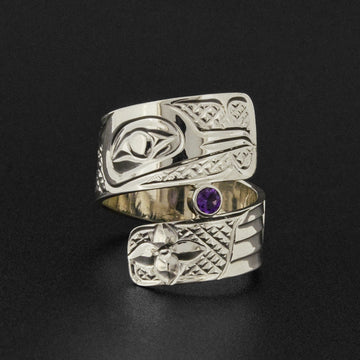Hummingbird - Silver Ring with Amethyst