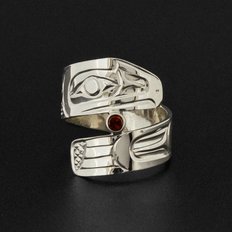 Raven - Silver Ring with Garnet