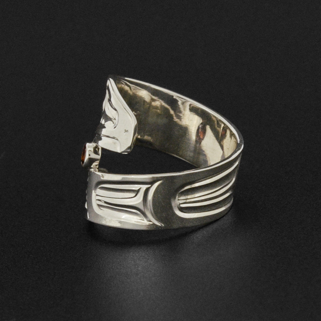 Raven - Silver Ring with Garnet