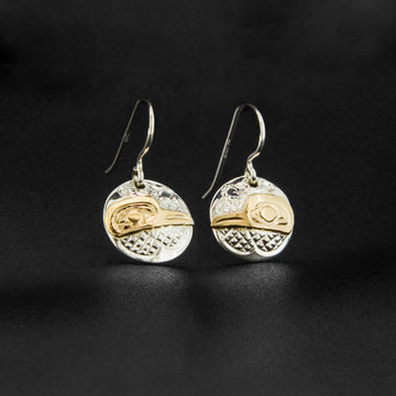 Hummingbird - Silver Earrings with 14k Gold