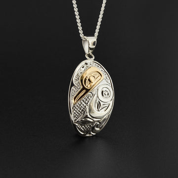 Hummingbird - Silver Pendant with 14k Gold