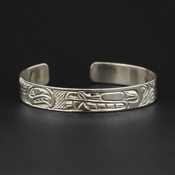 Bear and Salmon - Silver Bracelet