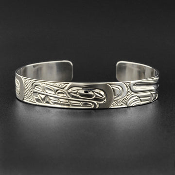 Wolf and Moon - Silver Bracelet