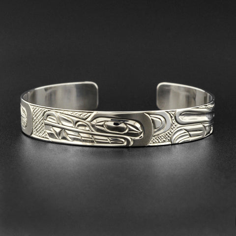 Wolf and Moon - Silver Bracelet