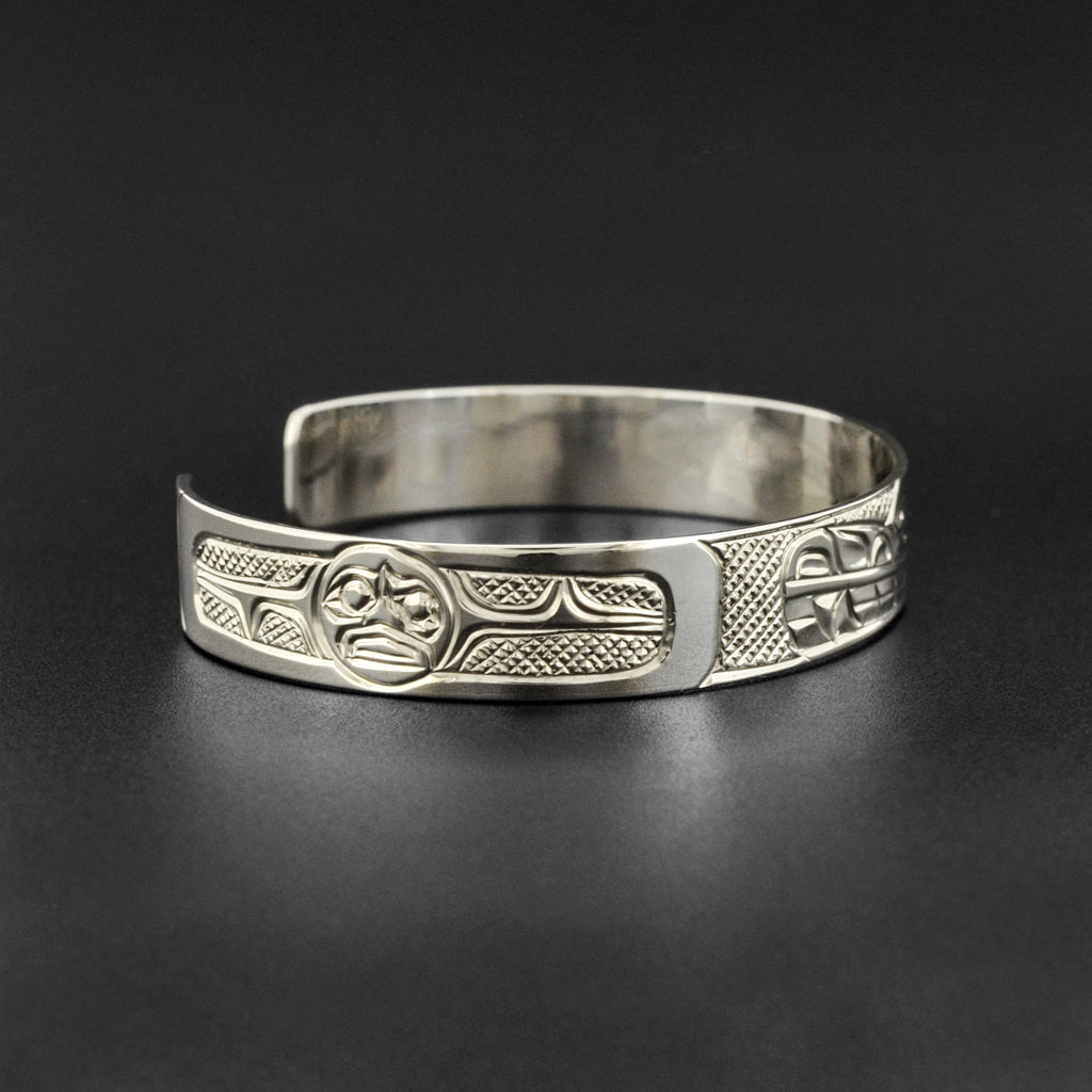 Wolf and Moon - Silver Bracelet