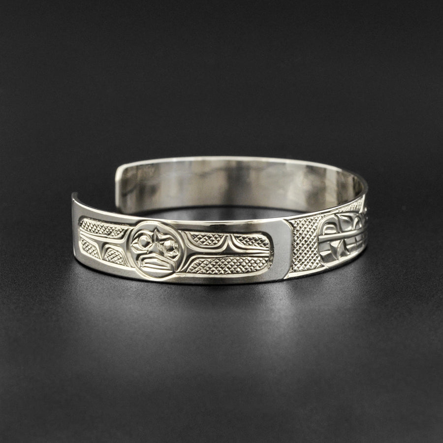 Wolf and Moon - Silver Bracelet