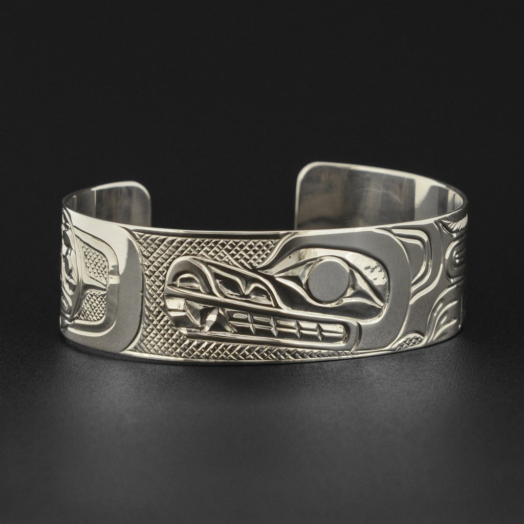 Wolf and Moon - Silver Bracelet