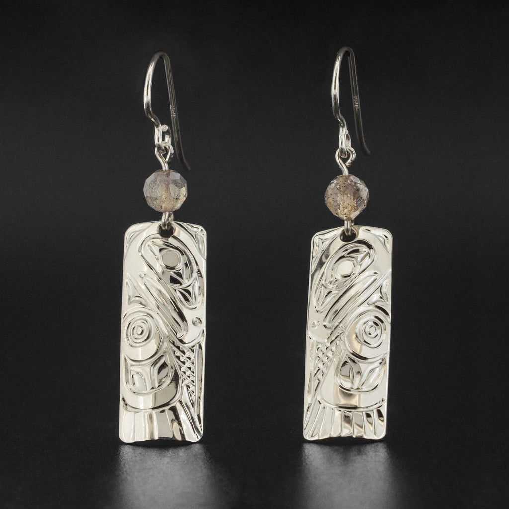 Raven - Silver Earrings with Labradorite