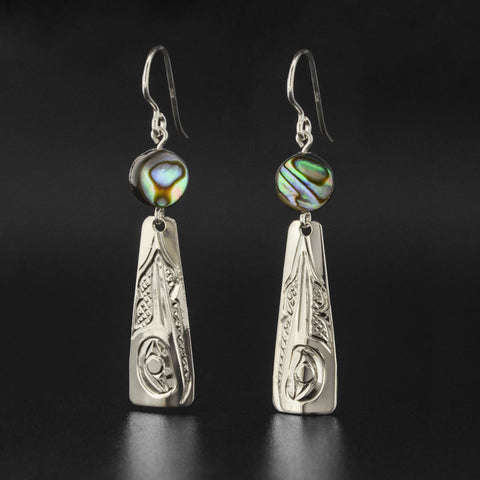 Hummingbird - Silver Earrings with Abalone