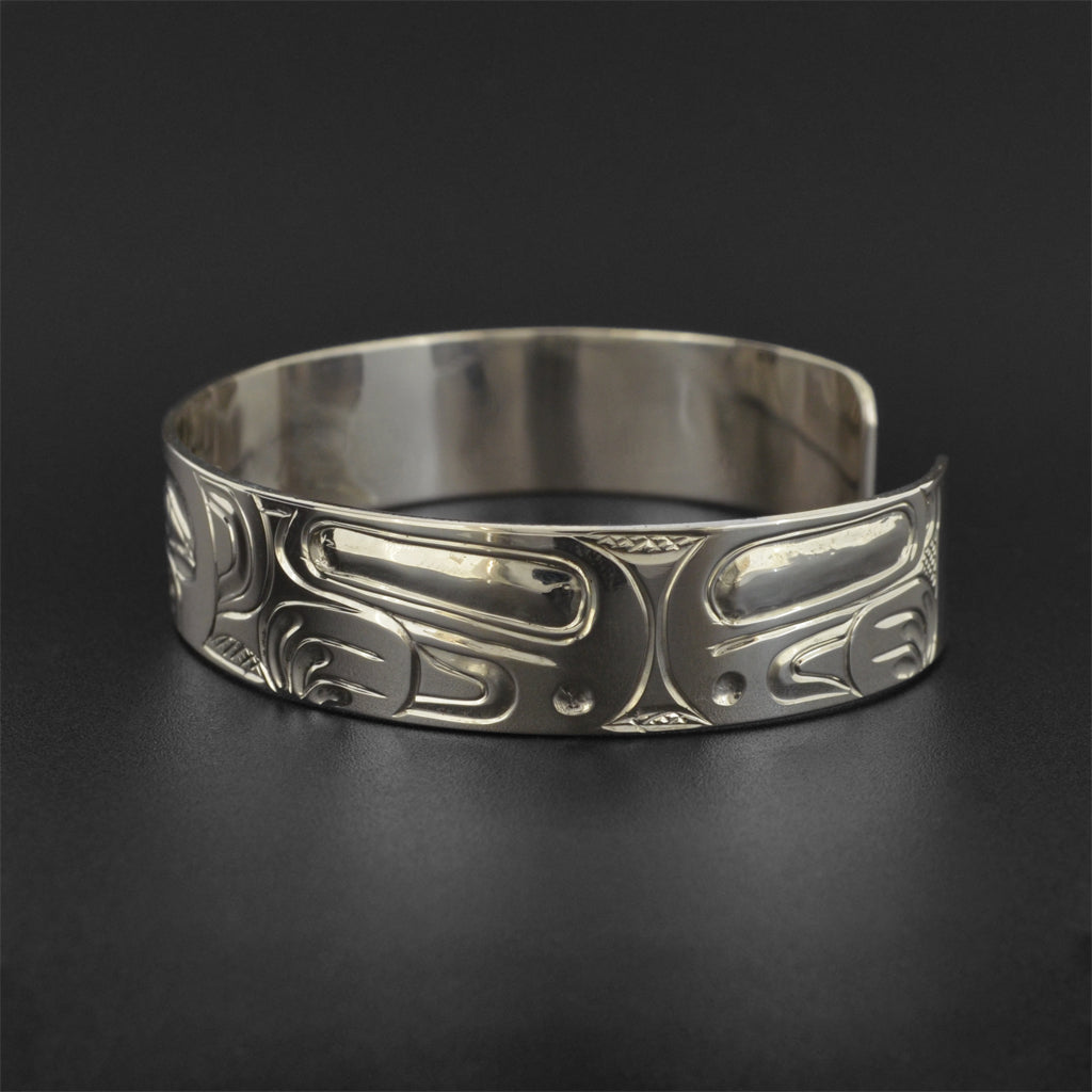 Bear and Salmon - Silver Bracelet