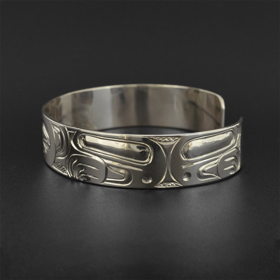 Bear and Salmon - Silver Bracelet