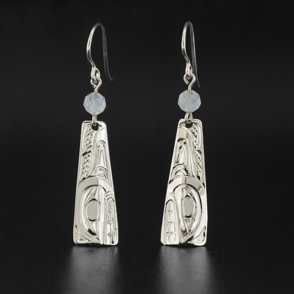Killerwhale - Silver Earrings with Aquamarine
