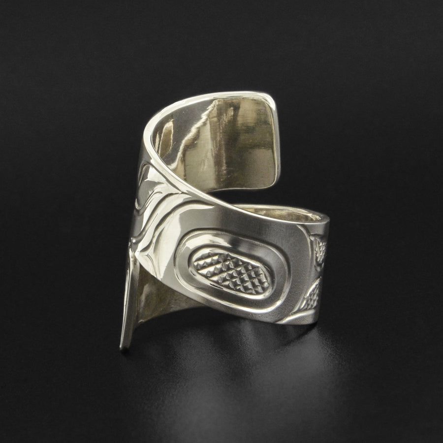 Abstract - Silver Wrap Ring with Onyx