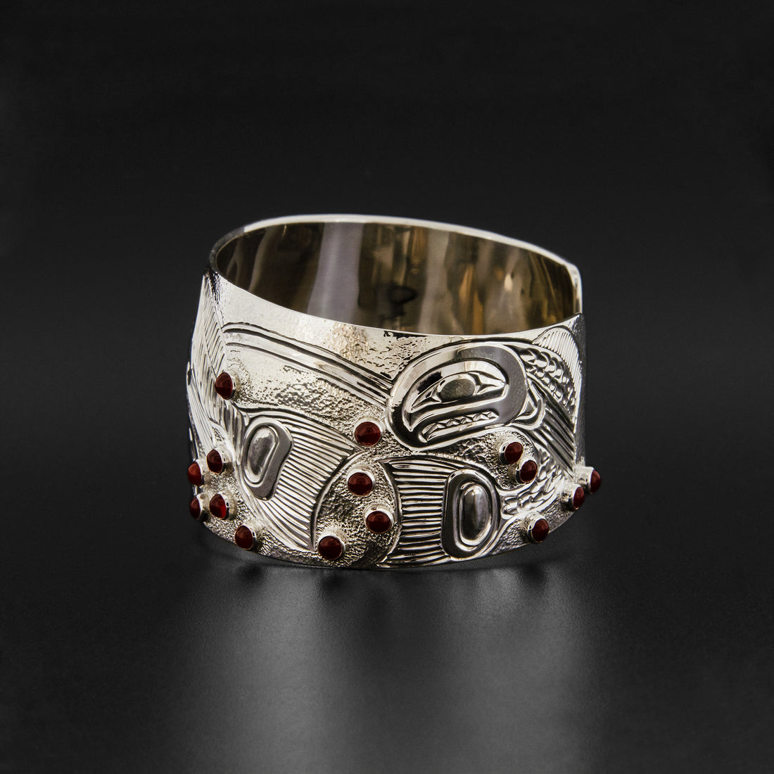 Spawning Salmon - Silver Bracelet with Carnelian