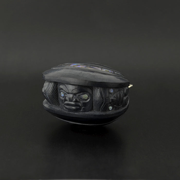 First Men - Argillite Pendant with Abalone Inlays