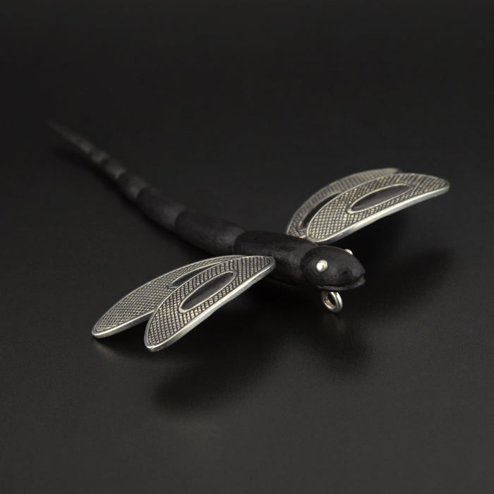Dragonfly - Ebony and Silver Pendant