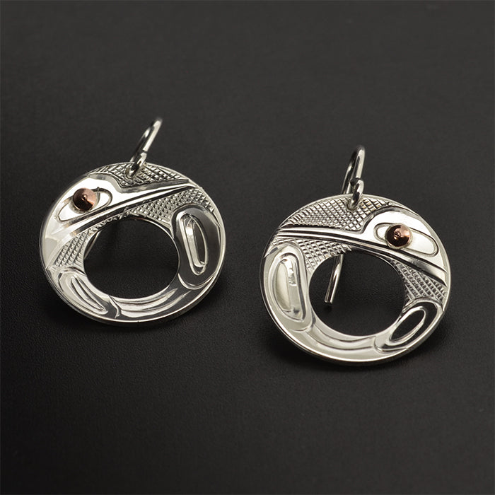 Hummingbirds - Silver Earrings with 14k Gold