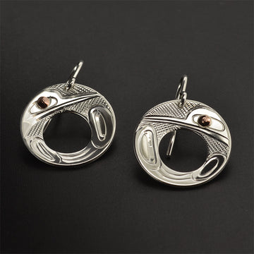 Hummingbirds - Silver Earrings with 14k Gold