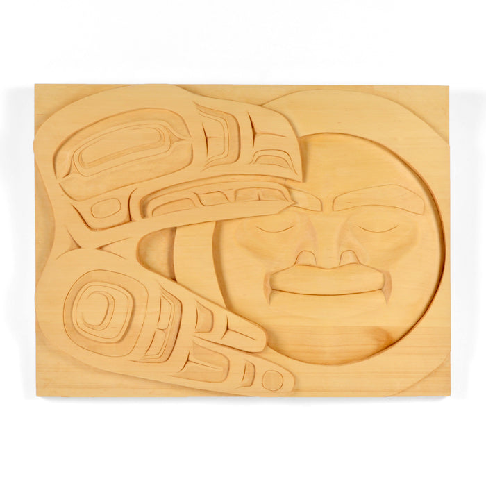 Raven and the Moon - Yellow Cedar Panel
