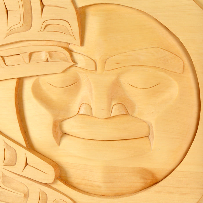 Raven and the Moon - Yellow Cedar Panel