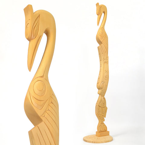 Heron, Seal, Salmon and Frog - Yellow Cedar Sculpture