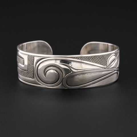 Geometric Salmon - Silver Bracelet