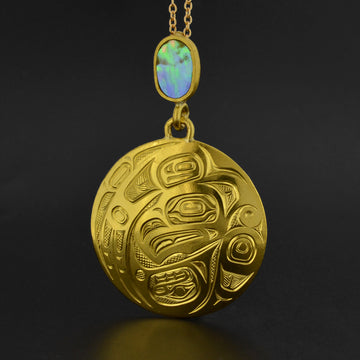 Thunderbird - 23k Gold Pendant with Abalone