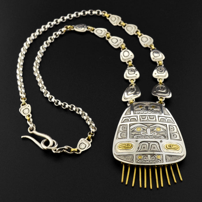 Chilkat Blanket - Silver Necklace with 23k Gold
