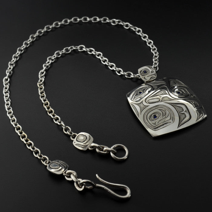 Duck into Frog - Silver Necklace with Sapphires