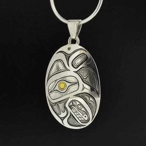 Hummingbird - Silver Pendant with 23k Gold
