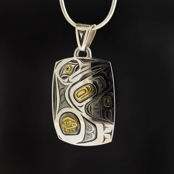 Hummingbird - Silver Pendant with 23k Gold Inlay