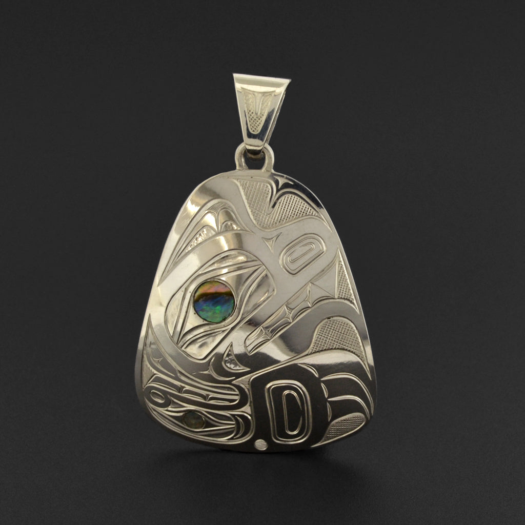 Bear - Silver Pendant with Abalone