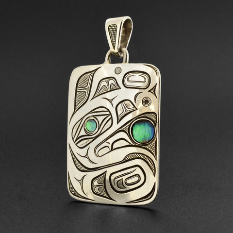 Raven - Silver Pendant with Abalone
