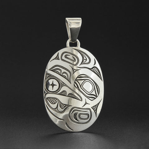 Raven and Light - Silver Pendant