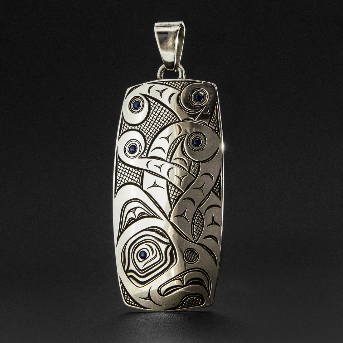 Octopus - Silver Pendant with Sapphire