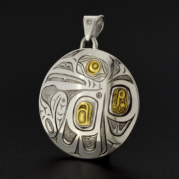 Thunderbird - Silver Pendant with 23k Gold and Diamond