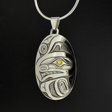 Whale - Silver Pendant with 23k Gold